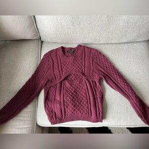 1. State Cable Knit Sweater - Burgundy
